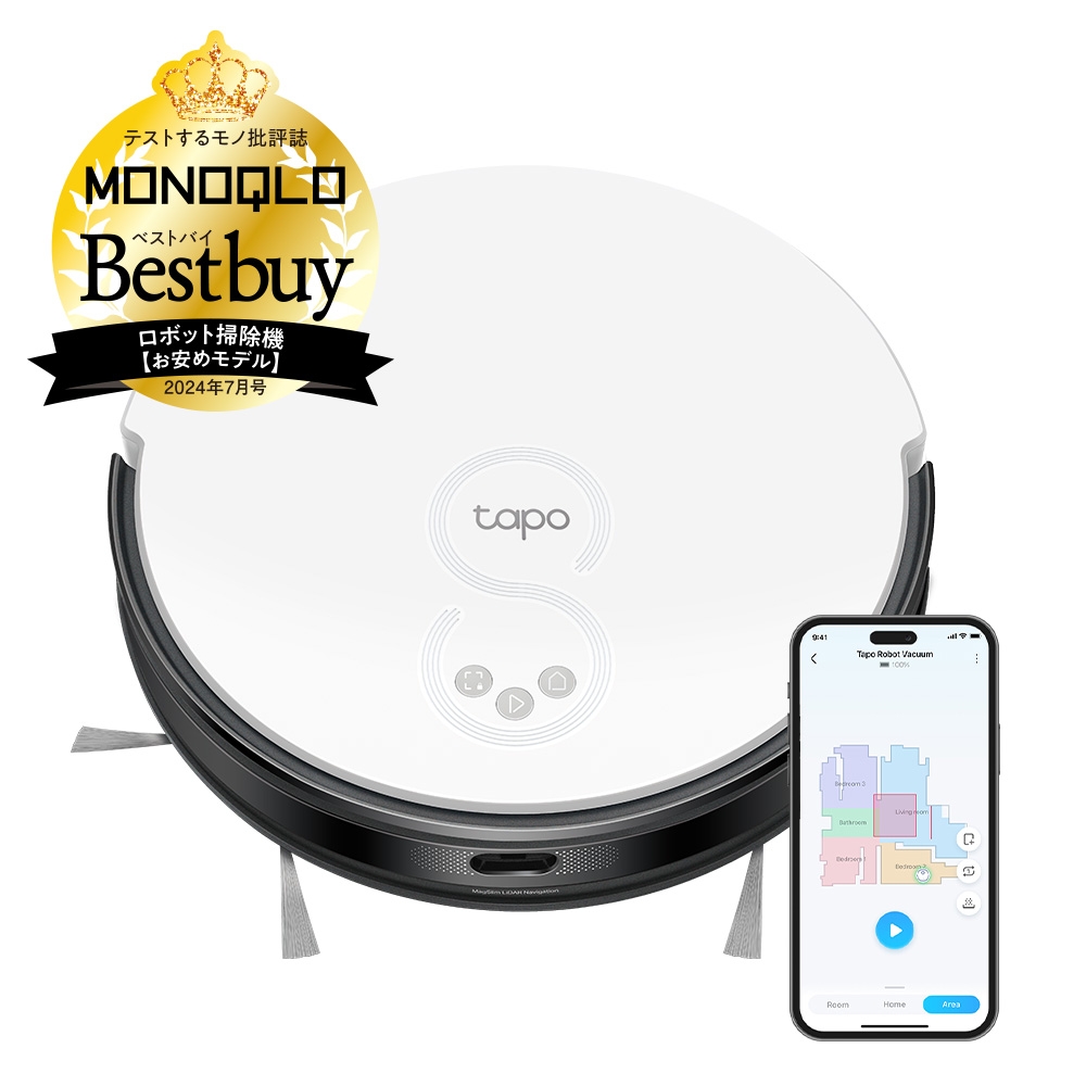 Tapo RV20 Mop | MagSlim LiDARナビゲーション搭載 2in1ロボット掃除機  