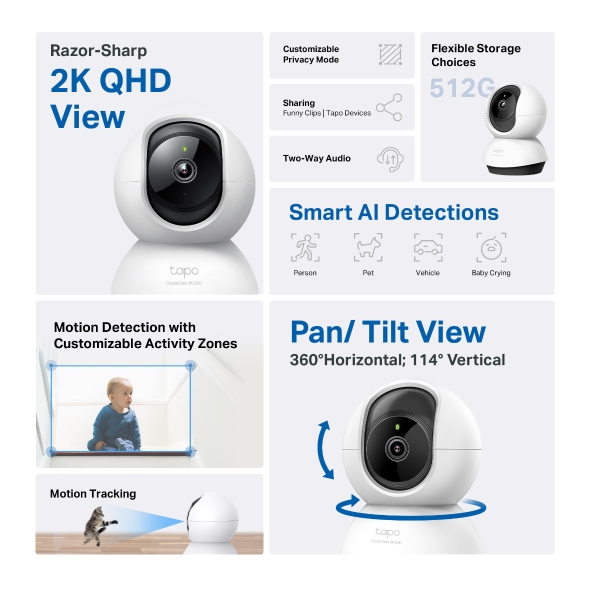 TP-Link Tapo C220 Pan/Tilt AI Home Security Wi-Fi Camera 