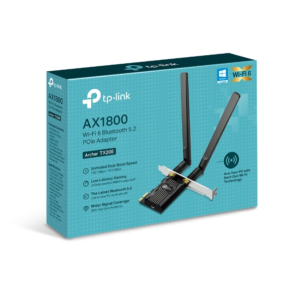 Karta sieciowa PCI Express, Wi-Fi 6, Bluetooth 5.2, AX1800 2