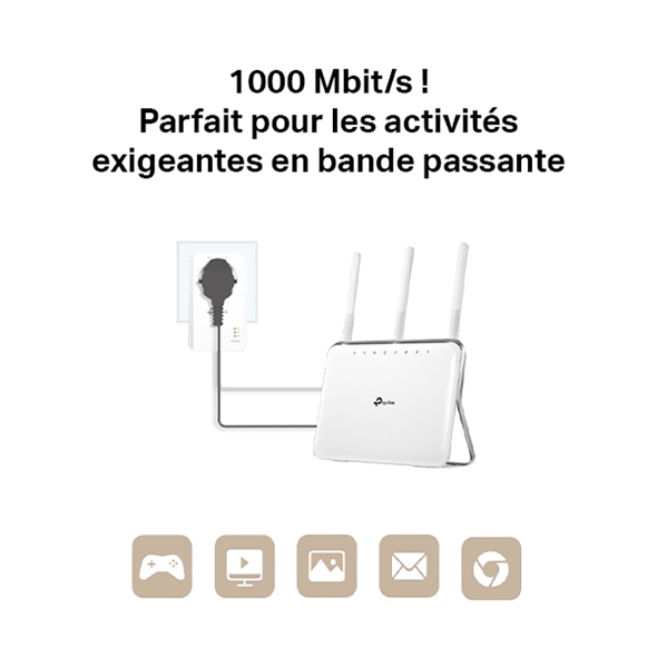 KIT CPL AV1000 Gigabit avec prise gigogne (Fr)
