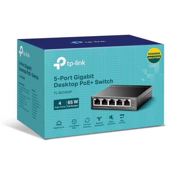 Przełącznik typu desktop, 5 portów gigabitowych, w tym 4 porty PoE+