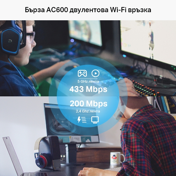 AC600 безжичен двулентов PCI Express адаптер 5