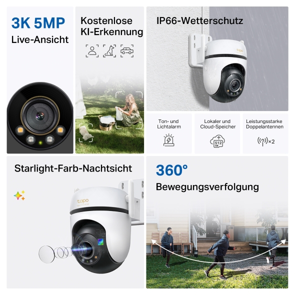5MP Outdoor-Schwenk-/Neige-Sicherheits-Wi-Fi-Kamera 4