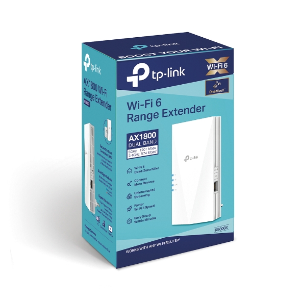 RE600X AX1800 Wi Fi 6 Range Extender TP Link