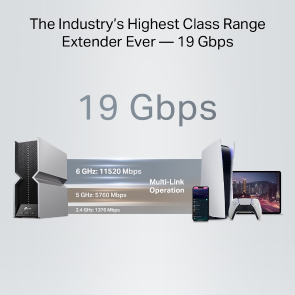 BE19000 Tri-Band Wi-Fi 7 Range Extender 6