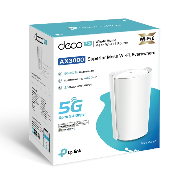 Deco X50-5G, 5G AX3000 Whole Home Mesh WiFi 6 Gateway (Availability based  on regions)