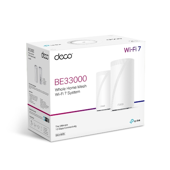  TP-Link Deco BE33000 Sistema de malla WiFi 7 de cuatro bandas  (Deco BE95) para cobertura en todo el hogar de hasta 7800 pies cuadrados  con antenas inteligentes impulsadas por IA, puertos