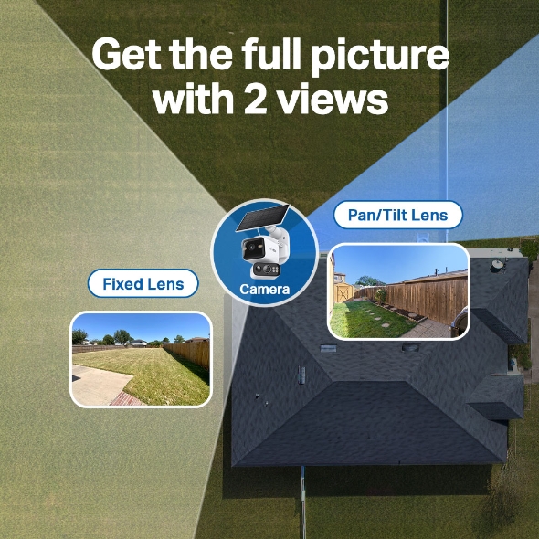 Solar-Powered Dual-Lens Pan/Tilt Security Camera Kit 4