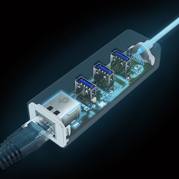 USB Type-C 3-Port Hub & Gigabit Ethernet Adapter 3