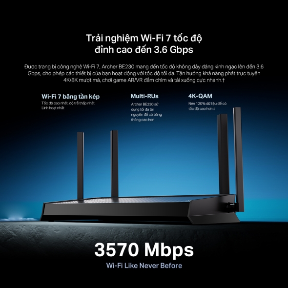 Wi-Fi 7 đầu tiên tại Việt Nam với chuẩn BE3600 Dual-Band 6