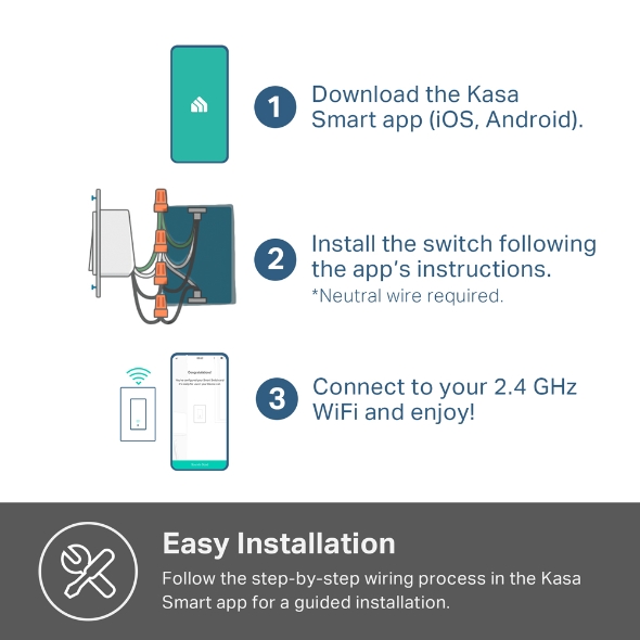 Kasa Smart Wi-Fi Light Switch, Single Pole 6