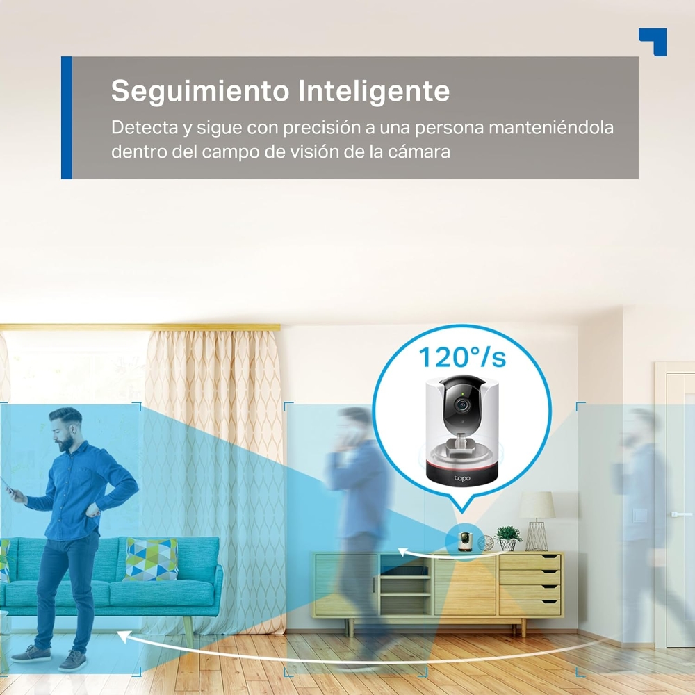 Cámara inteligente Wi-Fi de seguridad para el hogar con movimiento horizontal y vertical 5
