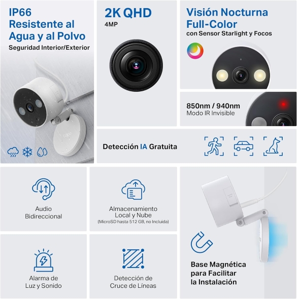 Cámara de Vigilancia Wi-Fi con Modo Infrarrojo Invisible y Detección IA Avanzada 9