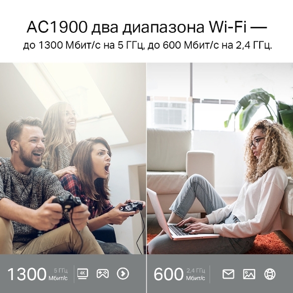 Двухдиапазонный гигабитный роутер Wi‑Fi AC1900 с поддержкой Mesh и MU‑MIMO 6