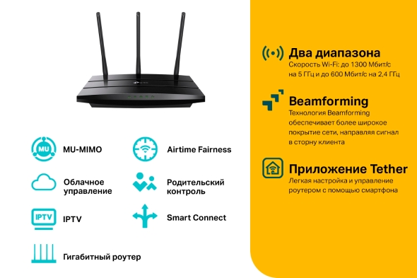 Двухдиапазонный гигабитный роутер Wi‑Fi AC1900 с поддержкой Mesh и MU‑MIMO 5