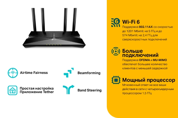 Двухдиапазонный гигабитный Wi‑Fi роутер AX1800 5