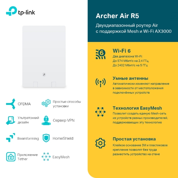 Двухдиапазонный роутер Wi-Fi AX3000 с поддержкой Mesh