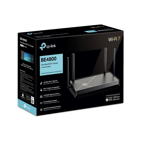 TP-Link - TP−LINK ARCHER AX4800 BLACK TP-Link Dual-Band BE4800 Wi-Fi 7 Router, Dual 2.5 Gbps Ports
