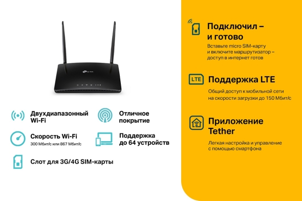 Двухдиапазонный роутер Wi‑Fi AC750 с поддержкой 4G LTE 5