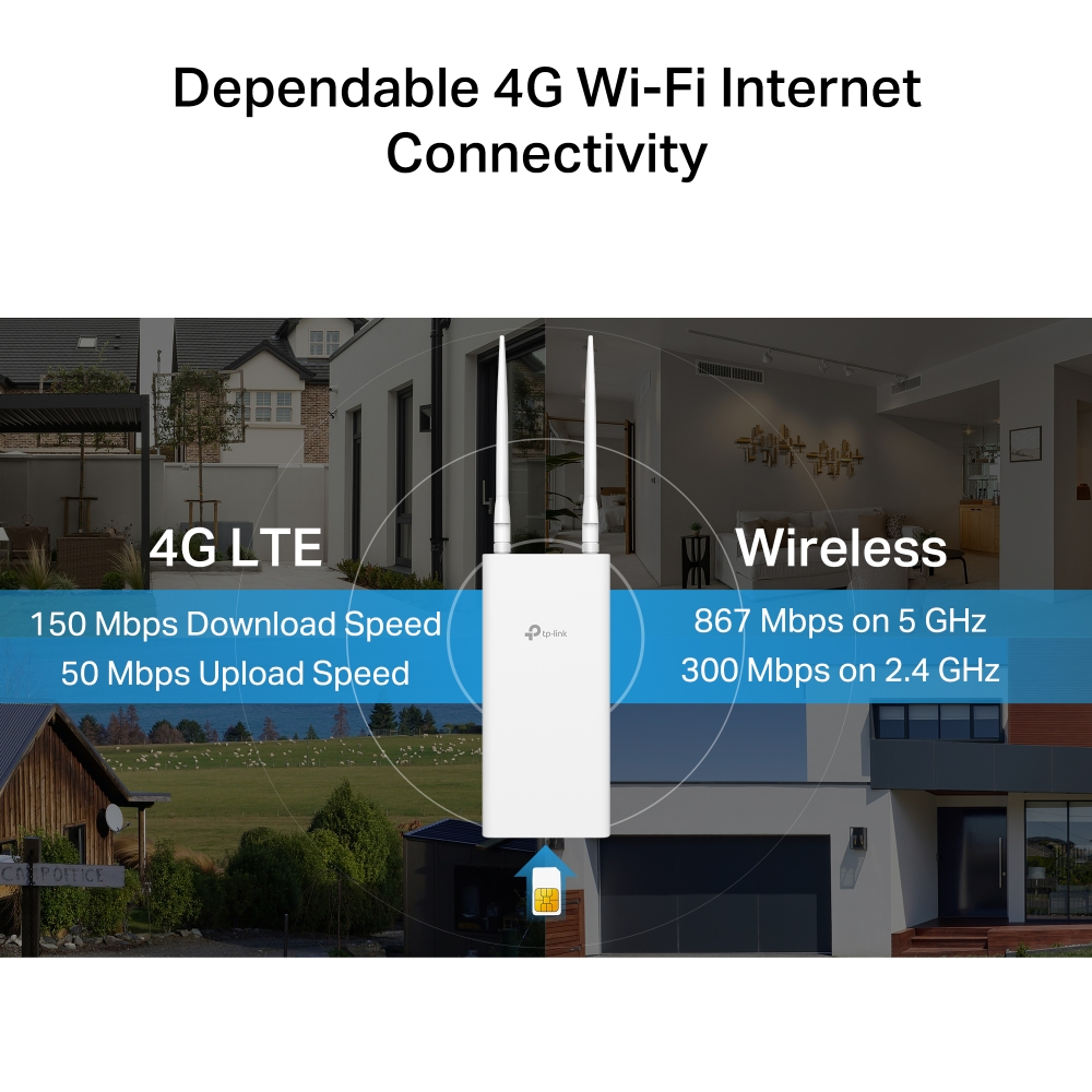 Router 4G LTE TP-Link Archer MR402 – Wi-Fi AC1200 Dual Band, 3 Porte LAN, 2 Antenne Removibili, OneMesh, Nano SIM
