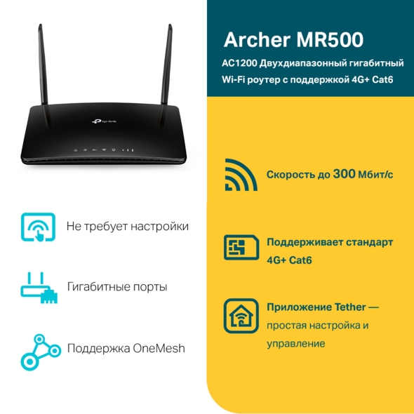 Двухдиапазонный гигабитный роутер Wi‑Fi AC1200 с поддержкой 4G+ категории 6 4