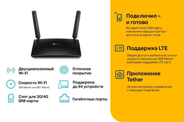AC1200 Двухдиапазонный гигабитный 4G+ Cat6 Wi‑Fi роутер 5