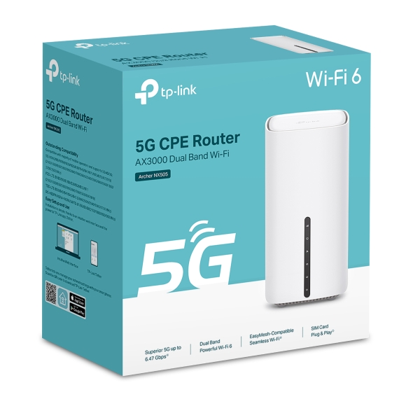 Dwupasmowy, bezprzewodowy, gigabitowy router 5G AX3000 4