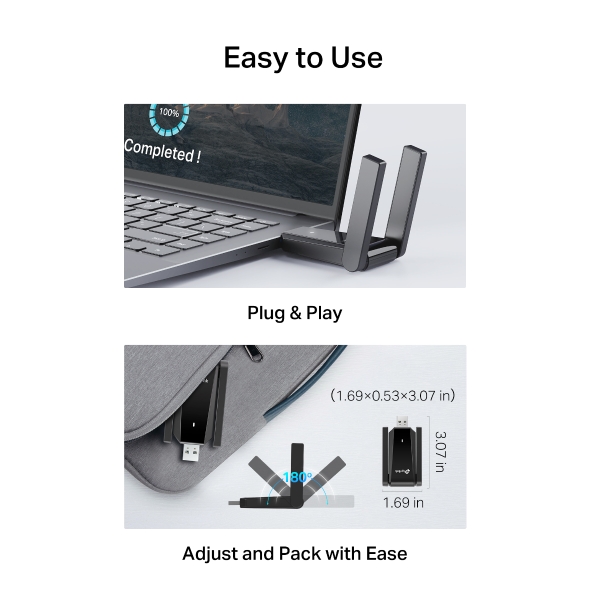 USB Wi-Fi AC1300 Hai Ăng-ten Độ Lợi Cao 8