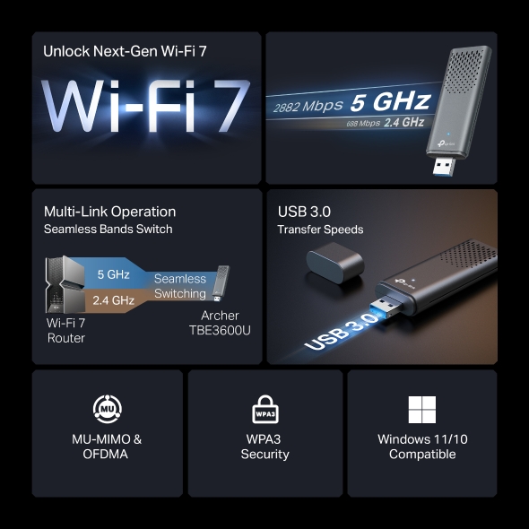  BE3600 Dual Band Wi-Fi 7 Wireless USB Adapter 4