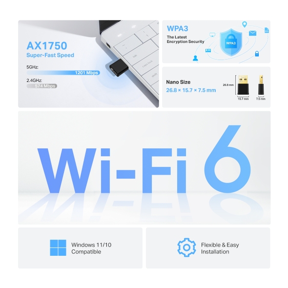 AX1750 Nano Wi-Fi 6 Wireless USB Adapter 5