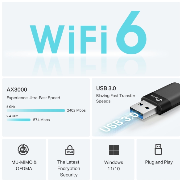 AX3000 Dual Band Wi-Fi 6 Wireless USB Adapter 4
