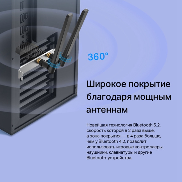 Двухдиапазонный адаптер PCI Express с поддержкой Wi-Fi AX3000 и Bluetooth 5.2 9