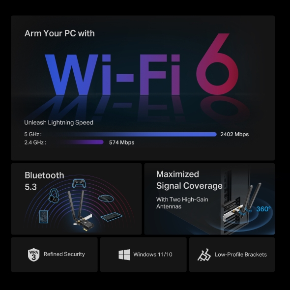 AX3000 Wi-Fi 6 Bluetooth 5.3 PCIe Adapter 4