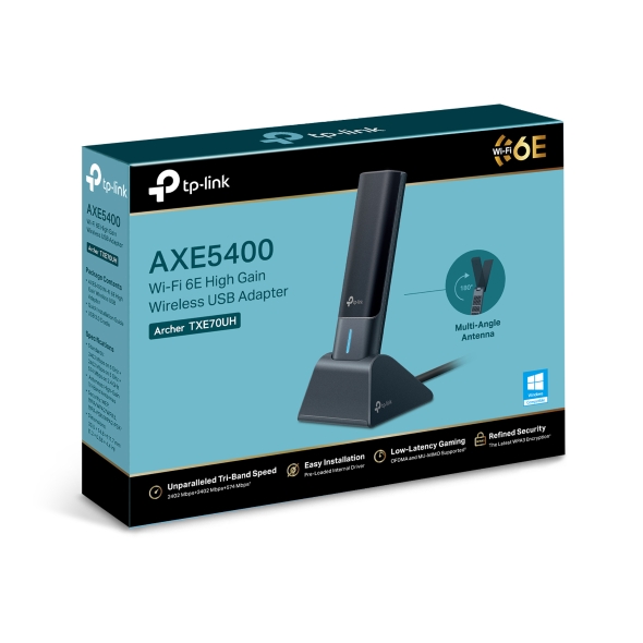 Trzypasmowa, bezprzewodowa karta sieciowa USB dużego zasięgu, Wi-Fi 6E AXE5400 4