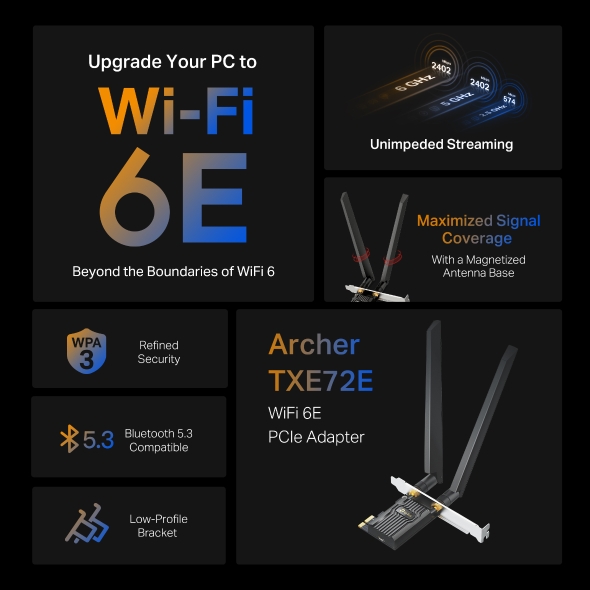 AXE5400 Wi-Fi 6E Bluetooth 5.3 PCIe Adapter 3