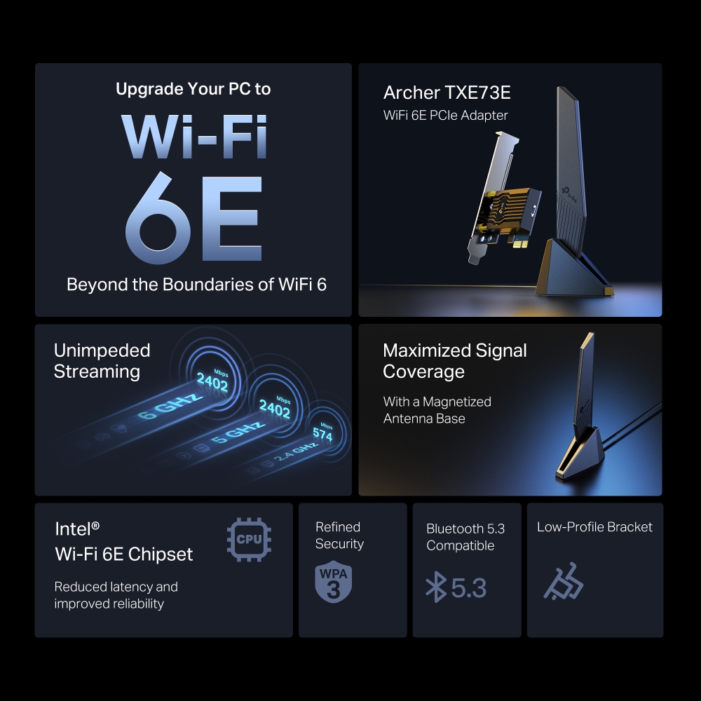 AXE5400 Wi-Fi 6E Bluetooth PCIe Adapter 4