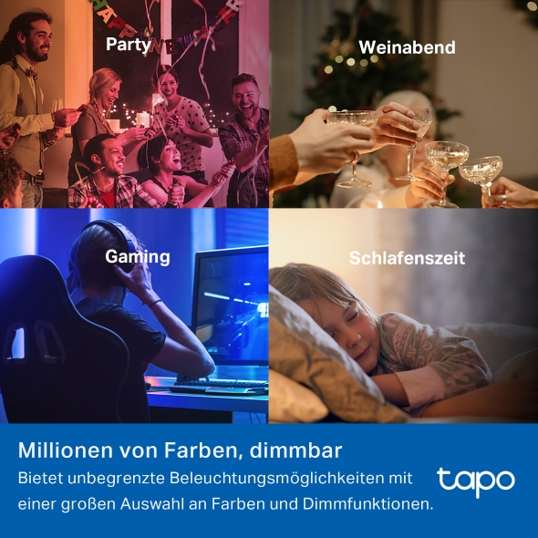 Smarte Glühbirne, vielfarbig, Sockel E14