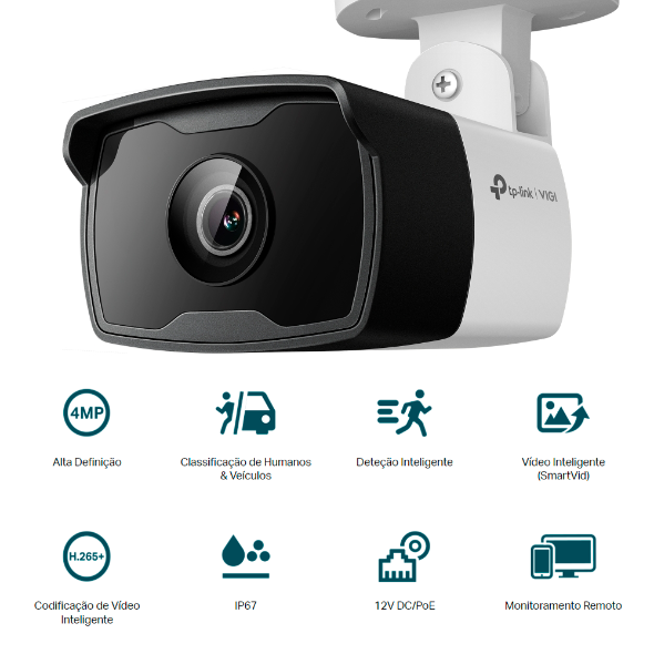 Câmera IP Externa Bullet 4MP IR PoE 2