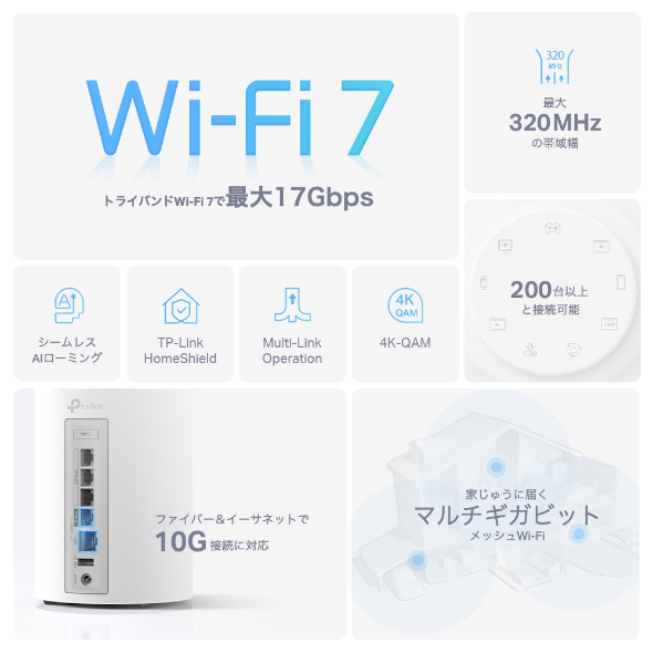 BE17000 トライバンドメッシュWi-Fi 7システム 4