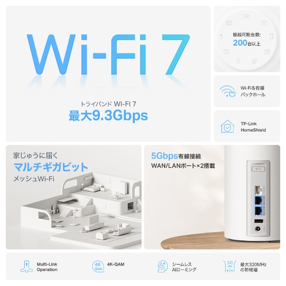 BE9300 トライバンドメッシュWi-Fi 7ユニット 4