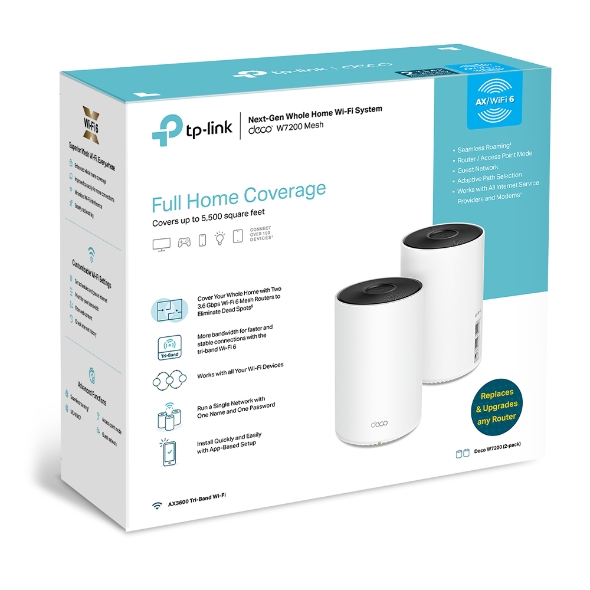 TP-Link - Deco W7200 AX3600 Tri-Band Mesh Wi-Fi 6 System (2-Pack) - White