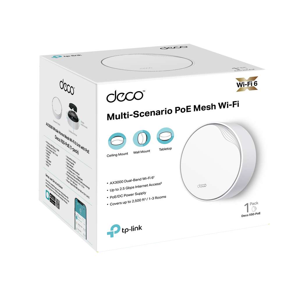 Deco X50 PoE AX3000 Whole Home Mesh WiFi 6 System With PoE TP Link