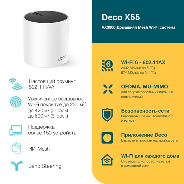 AX3000 Гигабитная домашняя Mesh-система Wi-Fi 6 