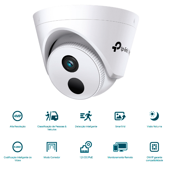 Câmera IP Interna Turret 4MP IR IA PoE 2