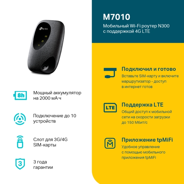Портативный роутер Wi‑Fi N300 с поддержкой 4G LTE 4