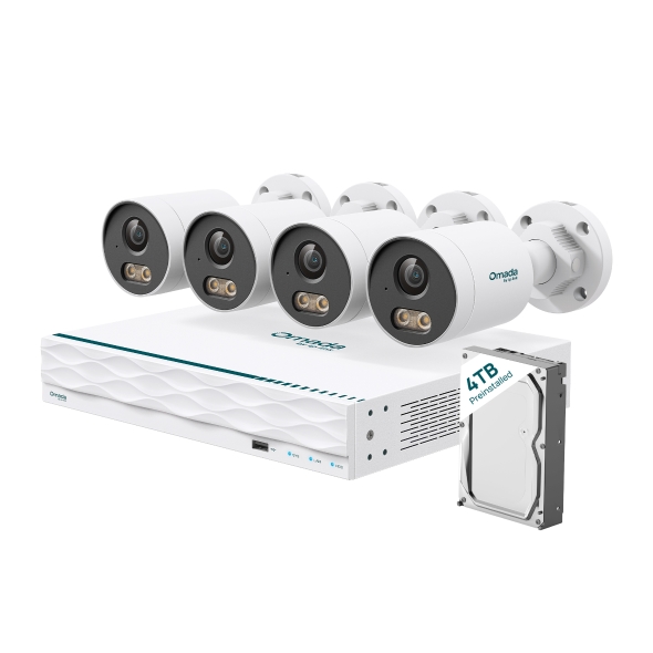 Omada 5MP Bullet PoE Security Camera System with 4TB HDD, 4 Cameras with 16-Channel NVR 1