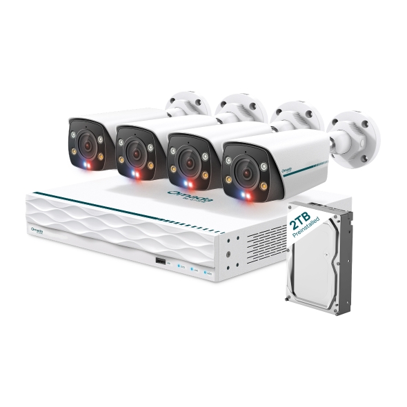 Omada 8MP Bullett PoE Security Camera System with 2TB HDD, 4 Cameras with 16-Channel NVR 1