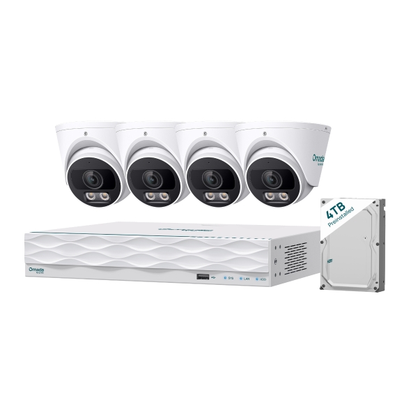 Omada 5MP Turret PoE Security Camera System with 4TB HDD, 4 Cameras with 16-Channel NVR 1
