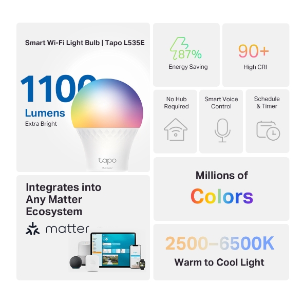 Smart WiFi Light Bulb, 1100 Lumen Multicolor 2