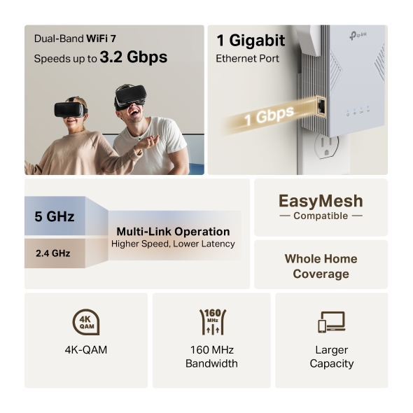BE3200 Dual-Band Wi-Fi 7 Range Extender 6